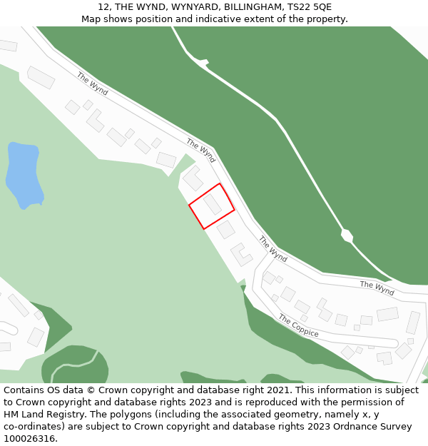 12, THE WYND, WYNYARD, BILLINGHAM, TS22 5QE: Location map and indicative extent of plot