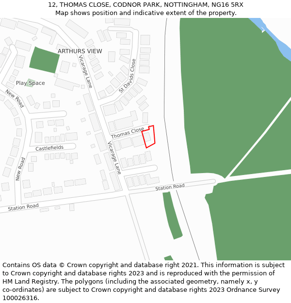 12, THOMAS CLOSE, CODNOR PARK, NOTTINGHAM, NG16 5RX: Location map and indicative extent of plot