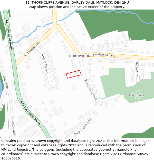 12, THORNCLIFFE AVENUE, DARLEY DALE, MATLOCK, DE4 2HU: Location map and indicative extent of plot