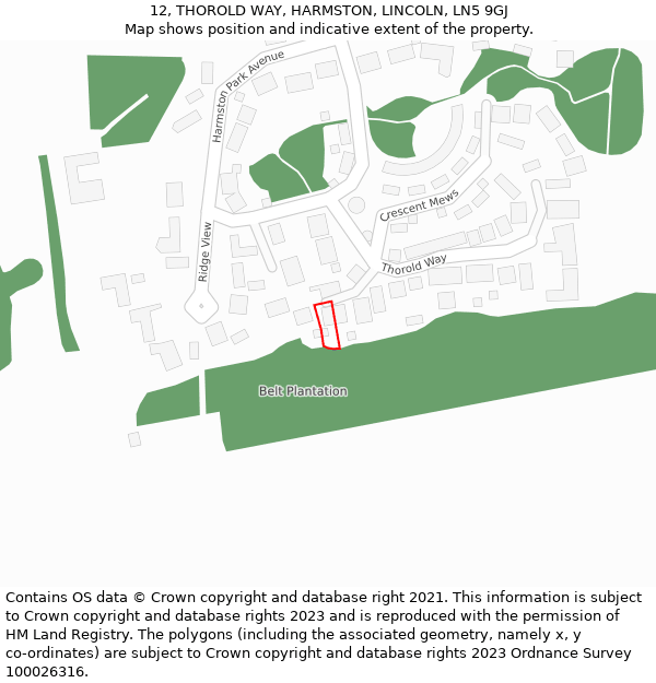 12, THOROLD WAY, HARMSTON, LINCOLN, LN5 9GJ: Location map and indicative extent of plot