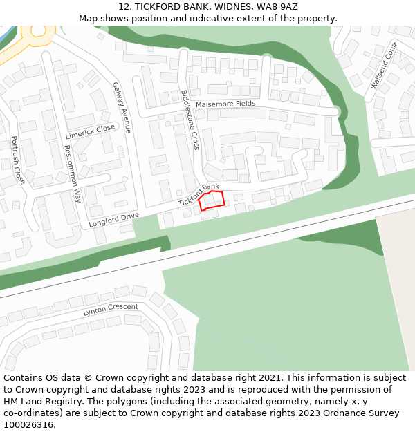 12, TICKFORD BANK, WIDNES, WA8 9AZ: Location map and indicative extent of plot