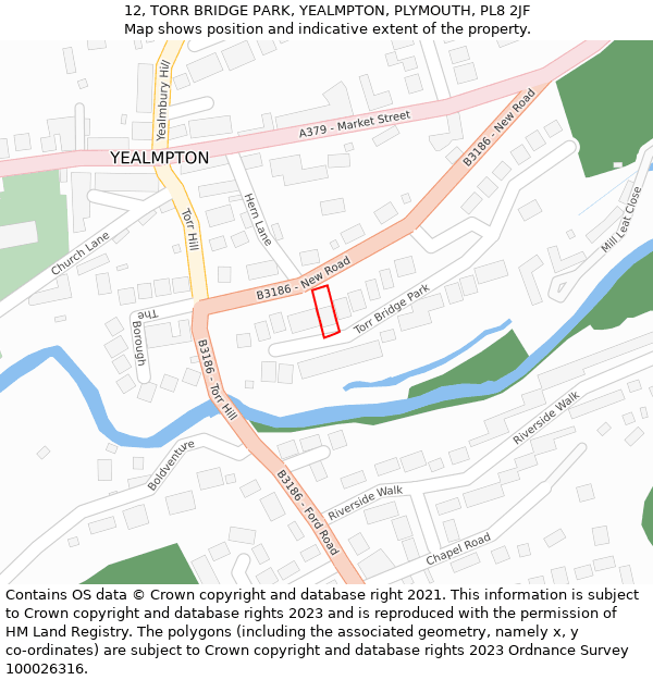 12, TORR BRIDGE PARK, YEALMPTON, PLYMOUTH, PL8 2JF: Location map and indicative extent of plot