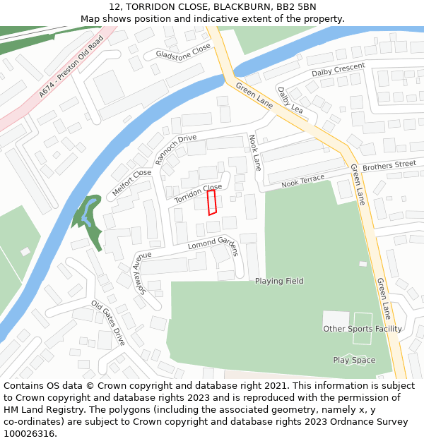 12, TORRIDON CLOSE, BLACKBURN, BB2 5BN: Location map and indicative extent of plot