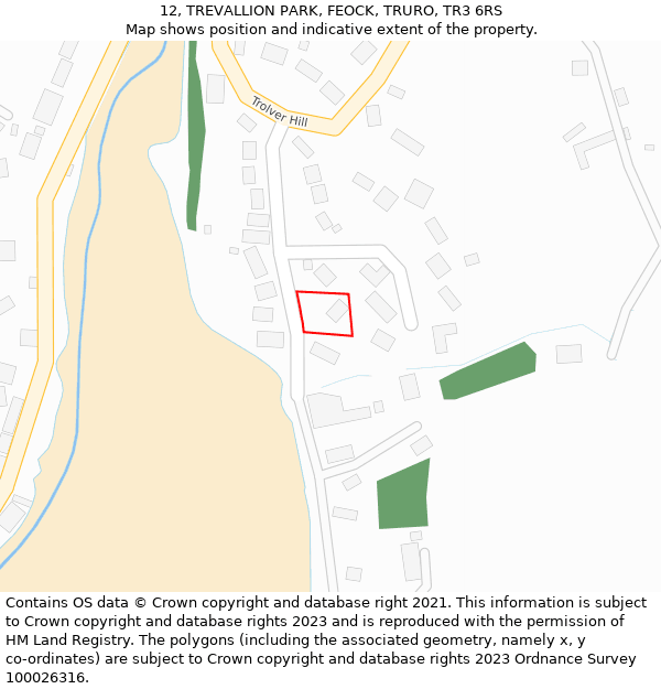 12, TREVALLION PARK, FEOCK, TRURO, TR3 6RS: Location map and indicative extent of plot