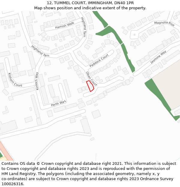 12, TUMMEL COURT, IMMINGHAM, DN40 1PR: Location map and indicative extent of plot