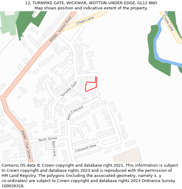 12, TURNPIKE GATE, WICKWAR, WOTTON-UNDER-EDGE, GL12 8ND: Location map and indicative extent of plot