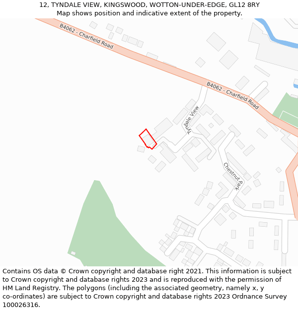 12, TYNDALE VIEW, KINGSWOOD, WOTTON-UNDER-EDGE, GL12 8RY: Location map and indicative extent of plot