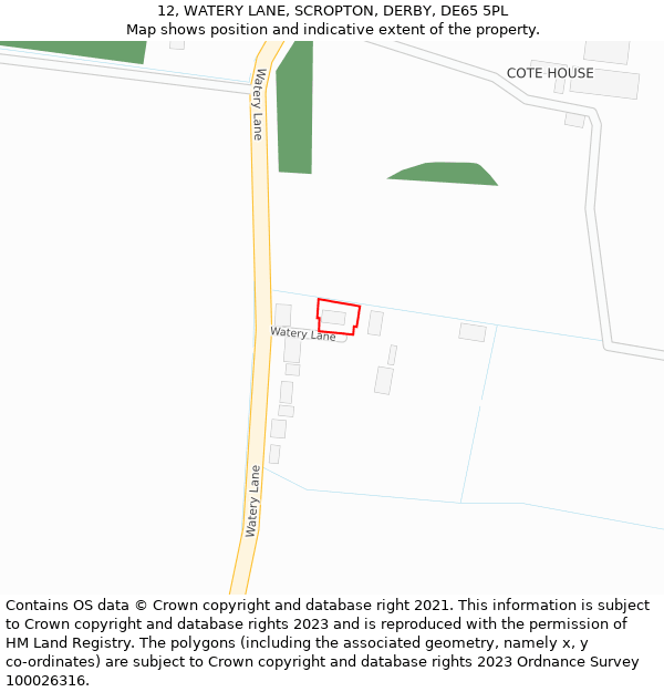 12, WATERY LANE, SCROPTON, DERBY, DE65 5PL: Location map and indicative extent of plot