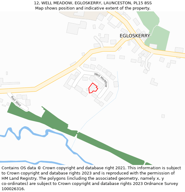 12, WELL MEADOW, EGLOSKERRY, LAUNCESTON, PL15 8SS: Location map and indicative extent of plot