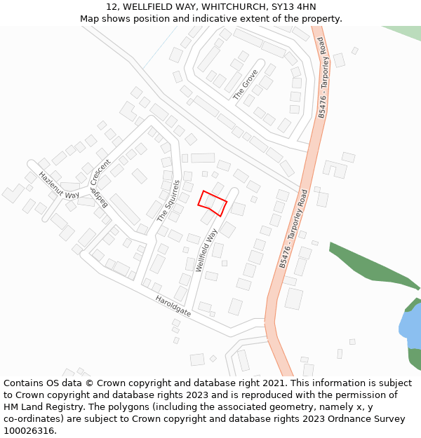 12, WELLFIELD WAY, WHITCHURCH, SY13 4HN: Location map and indicative extent of plot