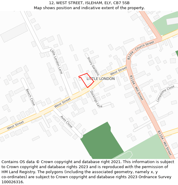 12, WEST STREET, ISLEHAM, ELY, CB7 5SB: Location map and indicative extent of plot