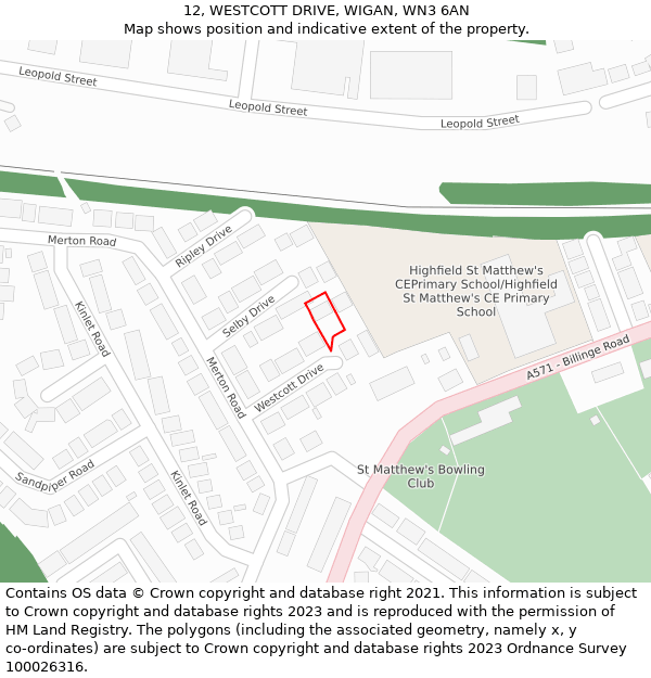 12, WESTCOTT DRIVE, WIGAN, WN3 6AN: Location map and indicative extent of plot