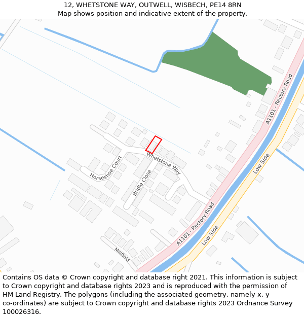 12, WHETSTONE WAY, OUTWELL, WISBECH, PE14 8RN: Location map and indicative extent of plot