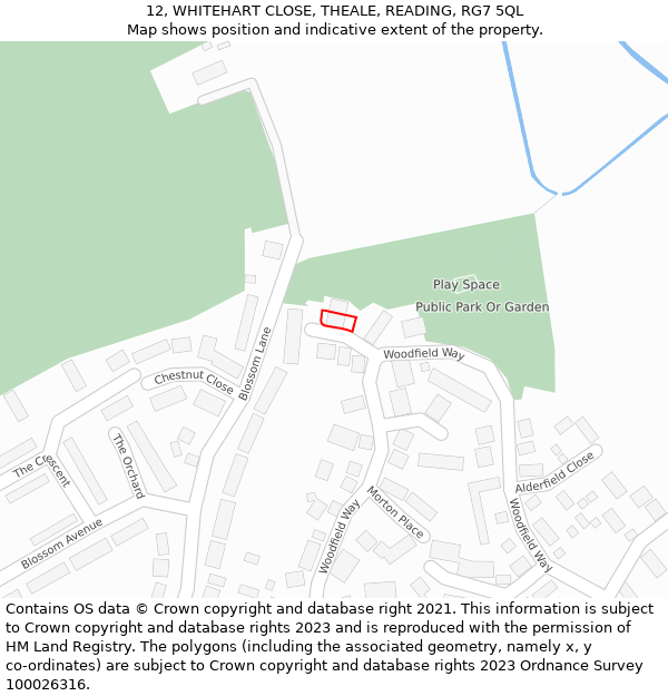 12, WHITEHART CLOSE, THEALE, READING, RG7 5QL: Location map and indicative extent of plot