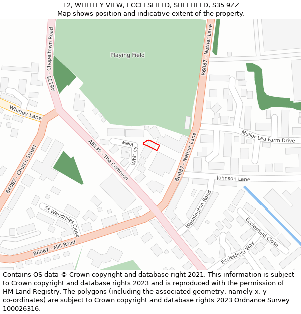 12, WHITLEY VIEW, ECCLESFIELD, SHEFFIELD, S35 9ZZ: Location map and indicative extent of plot