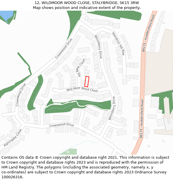 12, WILDMOOR WOOD CLOSE, STALYBRIDGE, SK15 3RW: Location map and indicative extent of plot