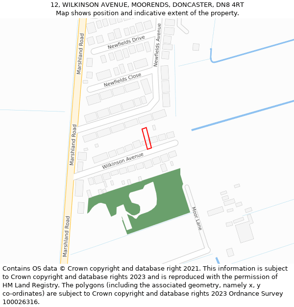 12, WILKINSON AVENUE, MOORENDS, DONCASTER, DN8 4RT: Location map and indicative extent of plot