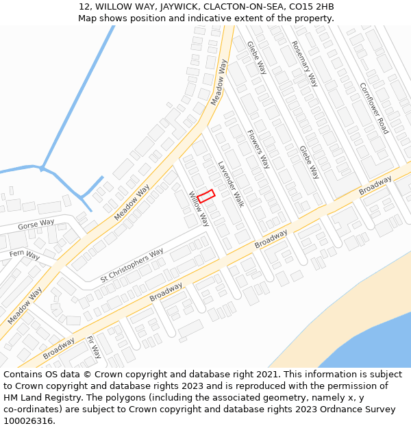 12, WILLOW WAY, JAYWICK, CLACTON-ON-SEA, CO15 2HB: Location map and indicative extent of plot
