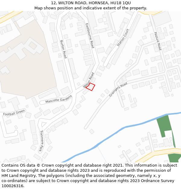 12, WILTON ROAD, HORNSEA, HU18 1QU: Location map and indicative extent of plot