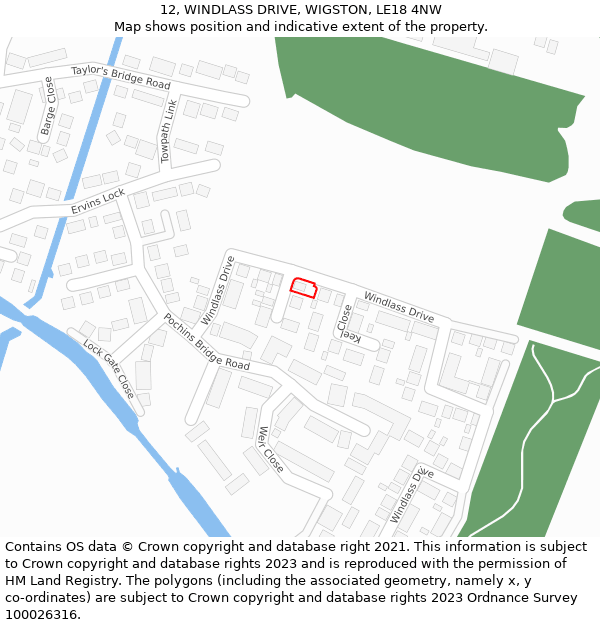 12, WINDLASS DRIVE, WIGSTON, LE18 4NW: Location map and indicative extent of plot