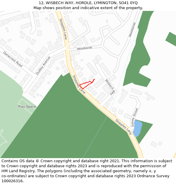 12, WISBECH WAY, HORDLE, LYMINGTON, SO41 0YQ: Location map and indicative extent of plot