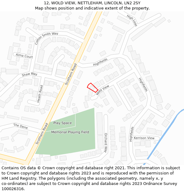 12, WOLD VIEW, NETTLEHAM, LINCOLN, LN2 2SY: Location map and indicative extent of plot