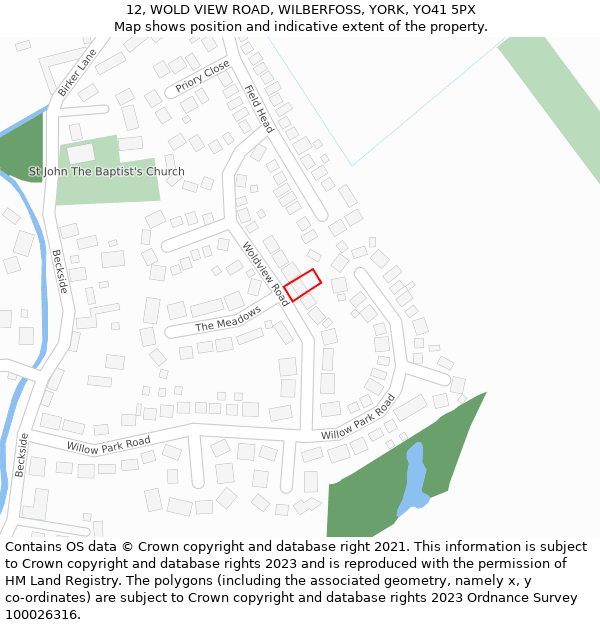 12, WOLD VIEW ROAD, WILBERFOSS, YORK, YO41 5PX: Location map and indicative extent of plot