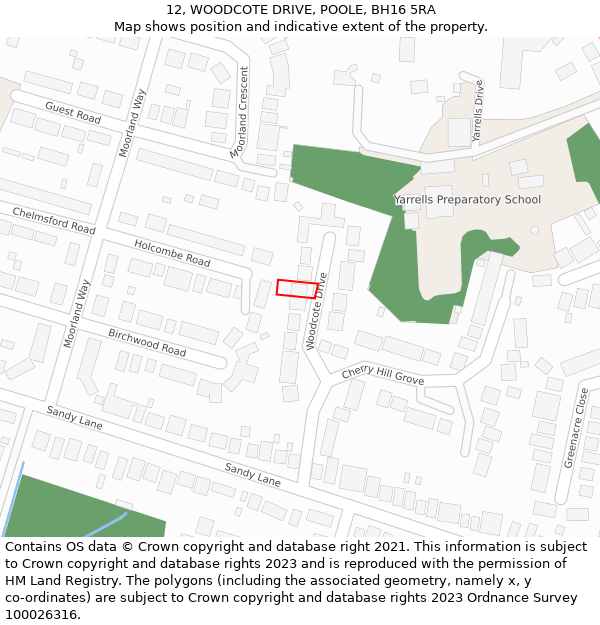 12, WOODCOTE DRIVE, POOLE, BH16 5RA: Location map and indicative extent of plot