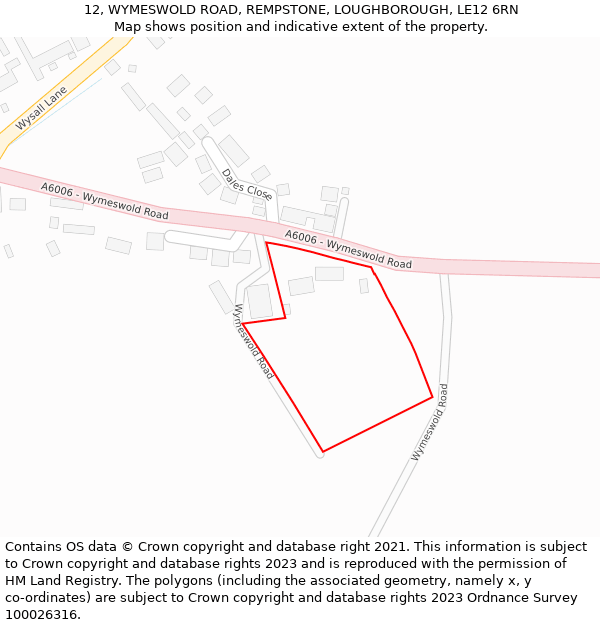 12, WYMESWOLD ROAD, REMPSTONE, LOUGHBOROUGH, LE12 6RN: Location map and indicative extent of plot