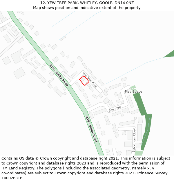 12, YEW TREE PARK, WHITLEY, GOOLE, DN14 0NZ: Location map and indicative extent of plot