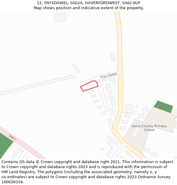12, YNYSDAWEL, SOLVA, HAVERFORDWEST, SA62 6UF: Location map and indicative extent of plot