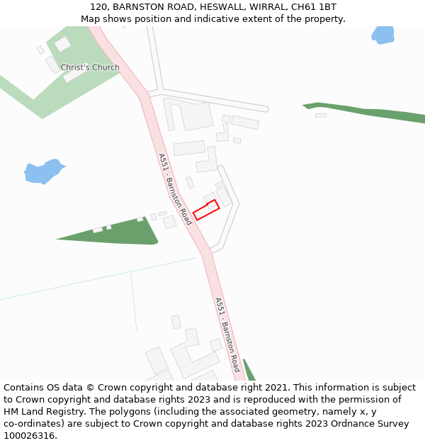 120, BARNSTON ROAD, HESWALL, WIRRAL, CH61 1BT: Location map and indicative extent of plot