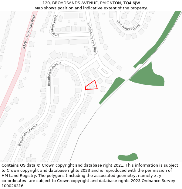 120, BROADSANDS AVENUE, PAIGNTON, TQ4 6JW: Location map and indicative extent of plot