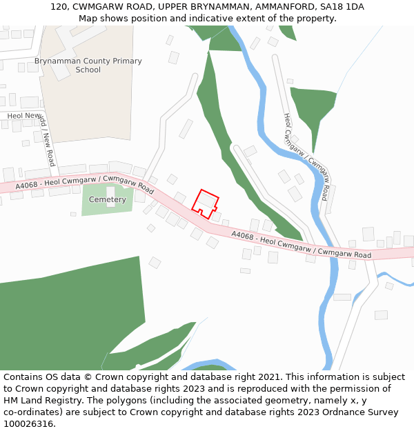 120, CWMGARW ROAD, UPPER BRYNAMMAN, AMMANFORD, SA18 1DA: Location map and indicative extent of plot