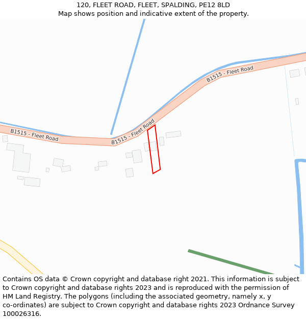 120, FLEET ROAD, FLEET, SPALDING, PE12 8LD: Location map and indicative extent of plot