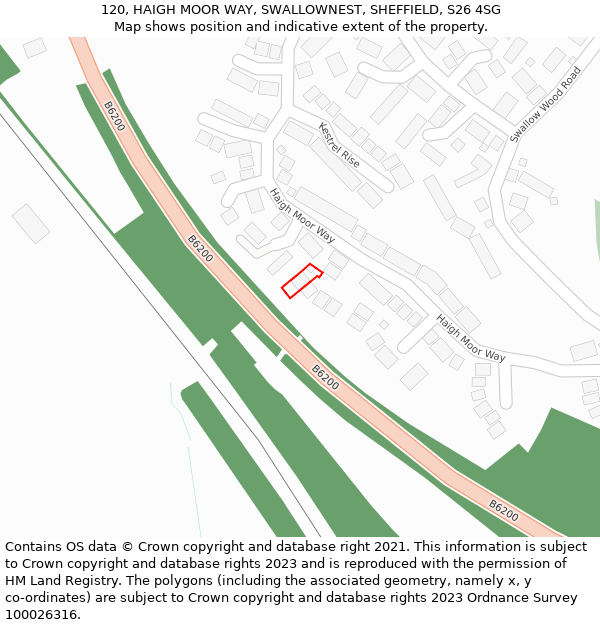 120, HAIGH MOOR WAY, SWALLOWNEST, SHEFFIELD, S26 4SG: Location map and indicative extent of plot