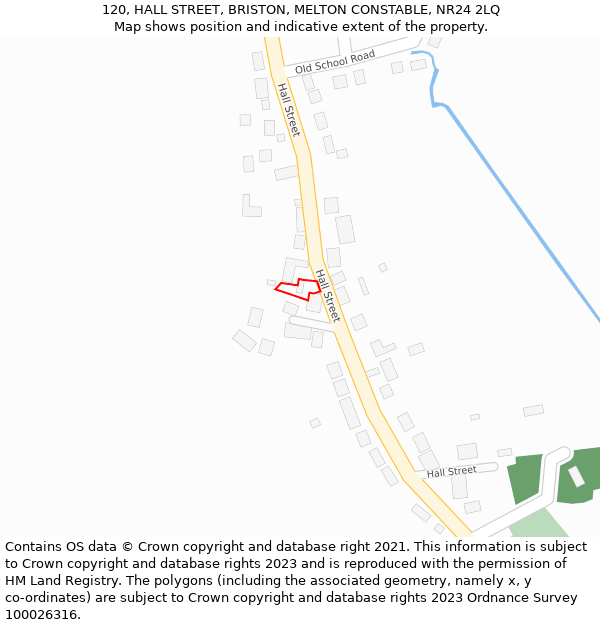 120, HALL STREET, BRISTON, MELTON CONSTABLE, NR24 2LQ: Location map and indicative extent of plot