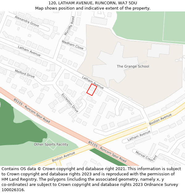 120, LATHAM AVENUE, RUNCORN, WA7 5DU: Location map and indicative extent of plot