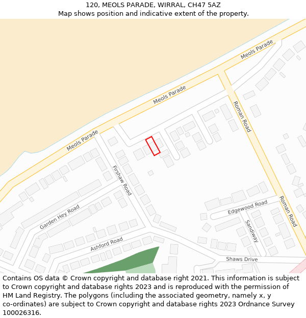 120, MEOLS PARADE, WIRRAL, CH47 5AZ: Location map and indicative extent of plot