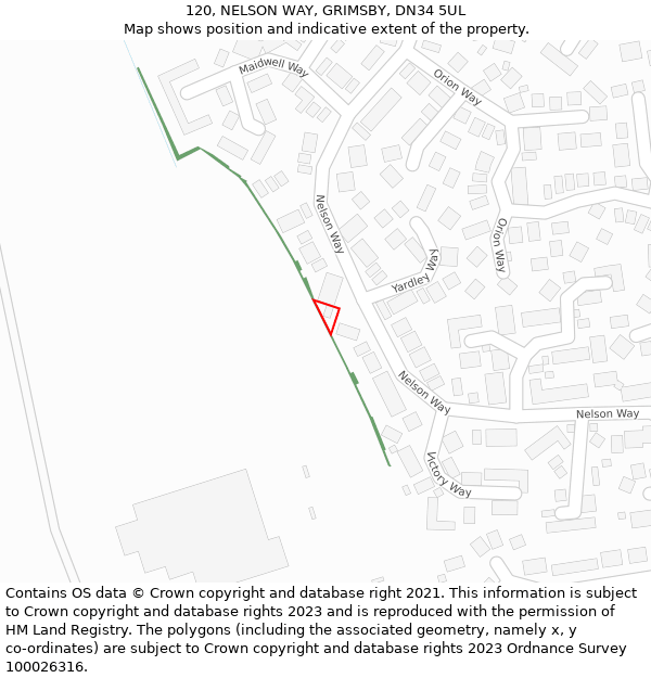 120, NELSON WAY, GRIMSBY, DN34 5UL: Location map and indicative extent of plot