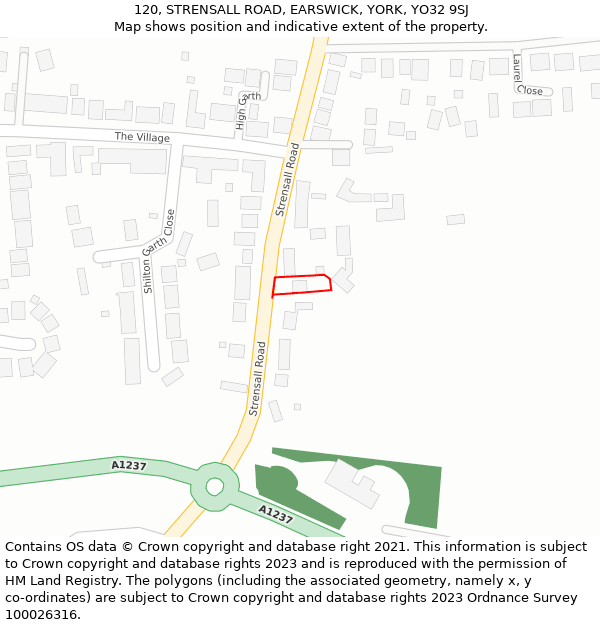 120, STRENSALL ROAD, EARSWICK, YORK, YO32 9SJ: Location map and indicative extent of plot