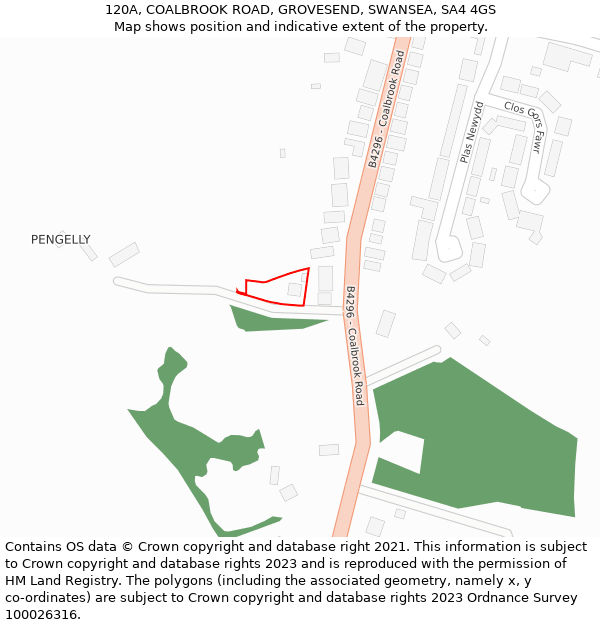 120A, COALBROOK ROAD, GROVESEND, SWANSEA, SA4 4GS: Location map and indicative extent of plot