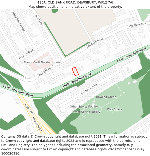 120A, OLD BANK ROAD, DEWSBURY, WF12 7AJ: Location map and indicative extent of plot