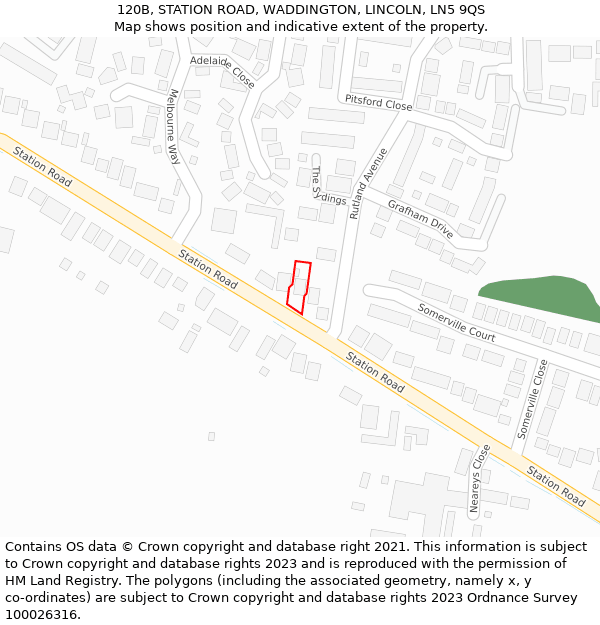 120B, STATION ROAD, WADDINGTON, LINCOLN, LN5 9QS: Location map and indicative extent of plot