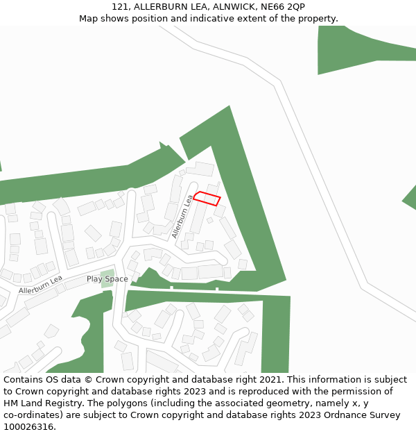 121, ALLERBURN LEA, ALNWICK, NE66 2QP: Location map and indicative extent of plot