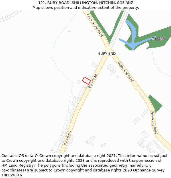 121, BURY ROAD, SHILLINGTON, HITCHIN, SG5 3NZ: Location map and indicative extent of plot