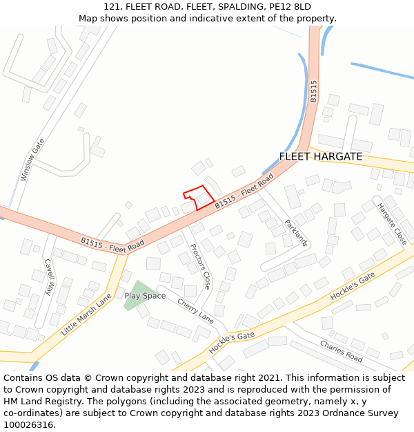 121, FLEET ROAD, FLEET, SPALDING, PE12 8LD: Location map and indicative extent of plot