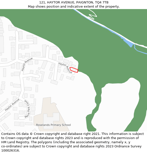 121, HAYTOR AVENUE, PAIGNTON, TQ4 7TB: Location map and indicative extent of plot
