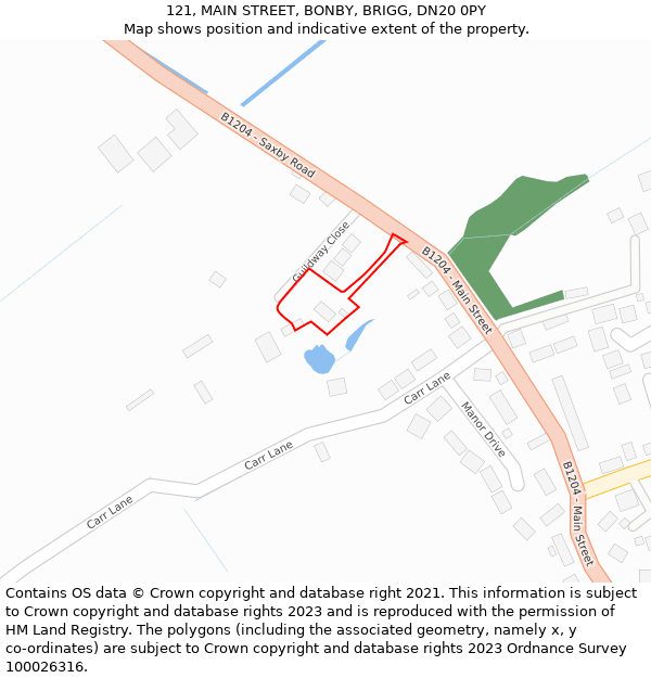 121, MAIN STREET, BONBY, BRIGG, DN20 0PY: Location map and indicative extent of plot