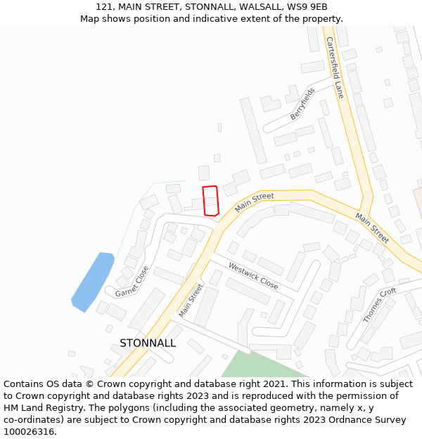 121, MAIN STREET, STONNALL, WALSALL, WS9 9EB: Location map and indicative extent of plot